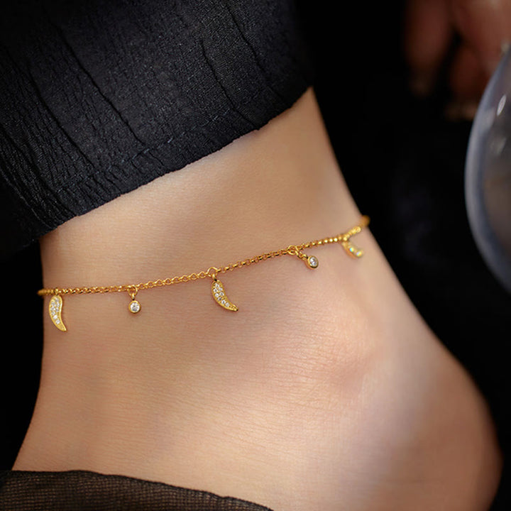 Buddha Stones 925 Sterling Silver Zircone Piccolo Pepe Ciondolo Protezione Cavigliera - image 3