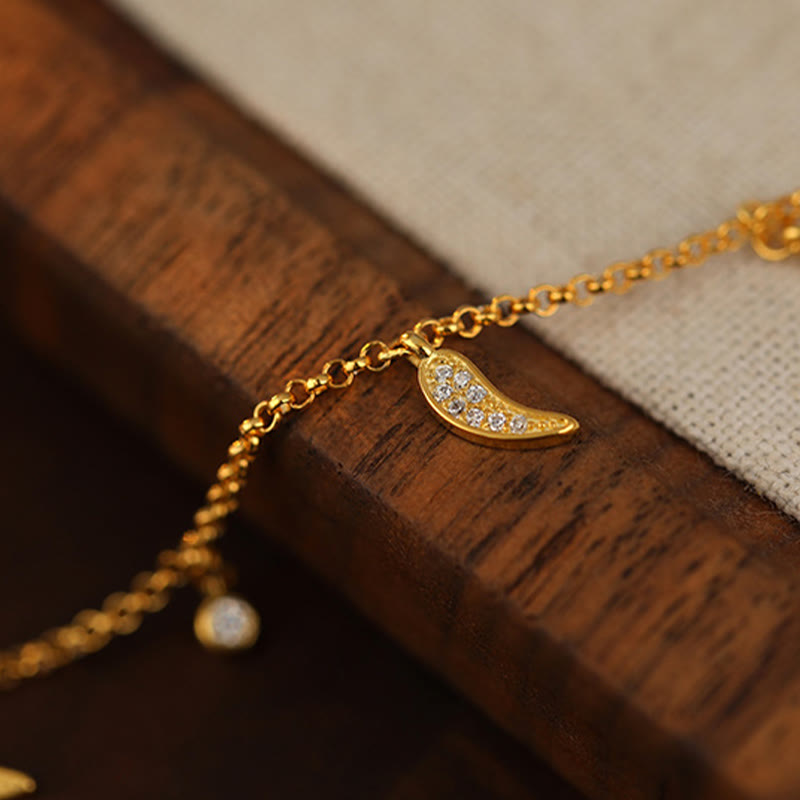 Buddha Stones 925 Sterling Silver Zircone Piccolo Pepe Ciondolo Protezione Cavigliera - image 6