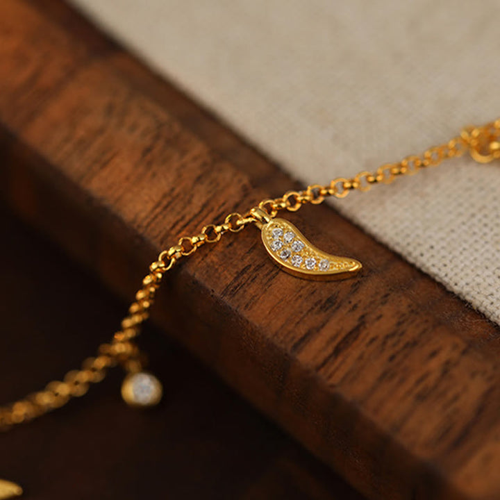 Buddha Stones 925 Sterling Silver Zircone Piccolo Pepe Ciondolo Protezione Cavigliera - image 6