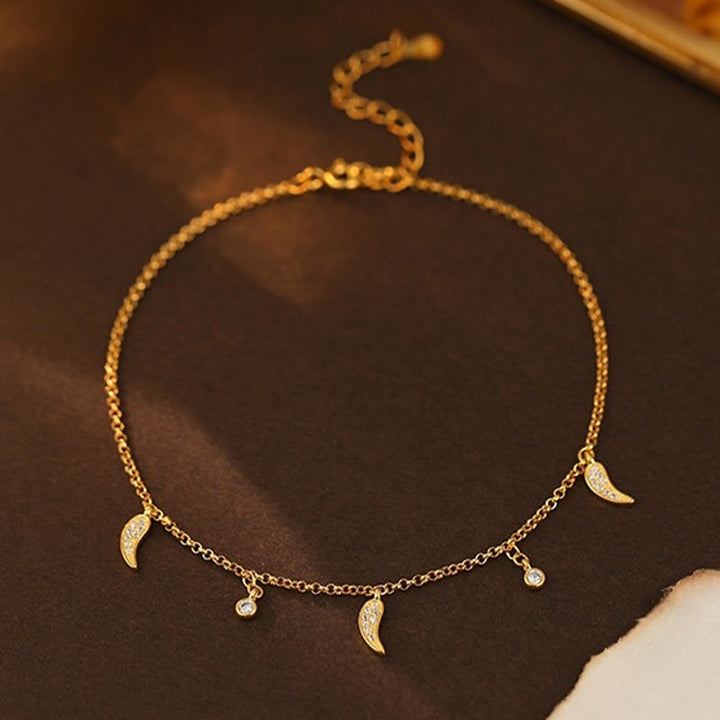 Buddha Stones 925 Sterling Silver Zircone Piccolo Pepe Ciondolo Protezione Cavigliera - image 2