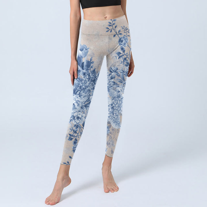Leggings da palestra con stampa di margherite e rose Buddha Stones, pantaloni da yoga da donna