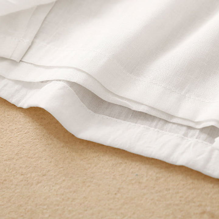 Pantaloni larghi da donna in cotone e lino con bottoni cinesi, tinta unita , Buddha Stones - image 7