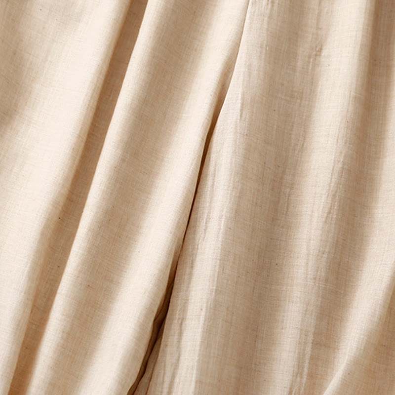 Pantaloni larghi da donna in cotone e lino con bottoni cinesi, tinta unita , Buddha Stones - image 13