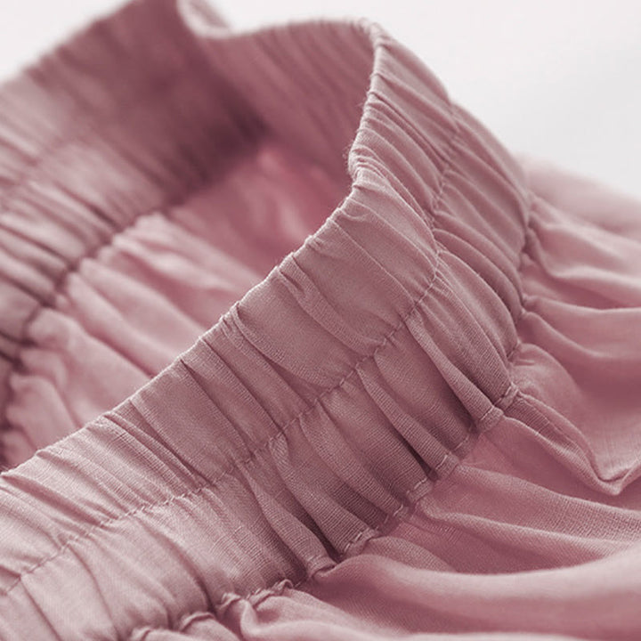 Pantaloni a gamba larga da donna in cotone e lino a doppio strato con ricamo estivo Buddha Stones con tasche - image 10