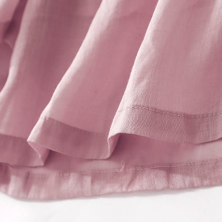 Pantaloni a gamba larga da donna in cotone e lino a doppio strato con ricamo estivo Buddha Stones con tasche - image 15