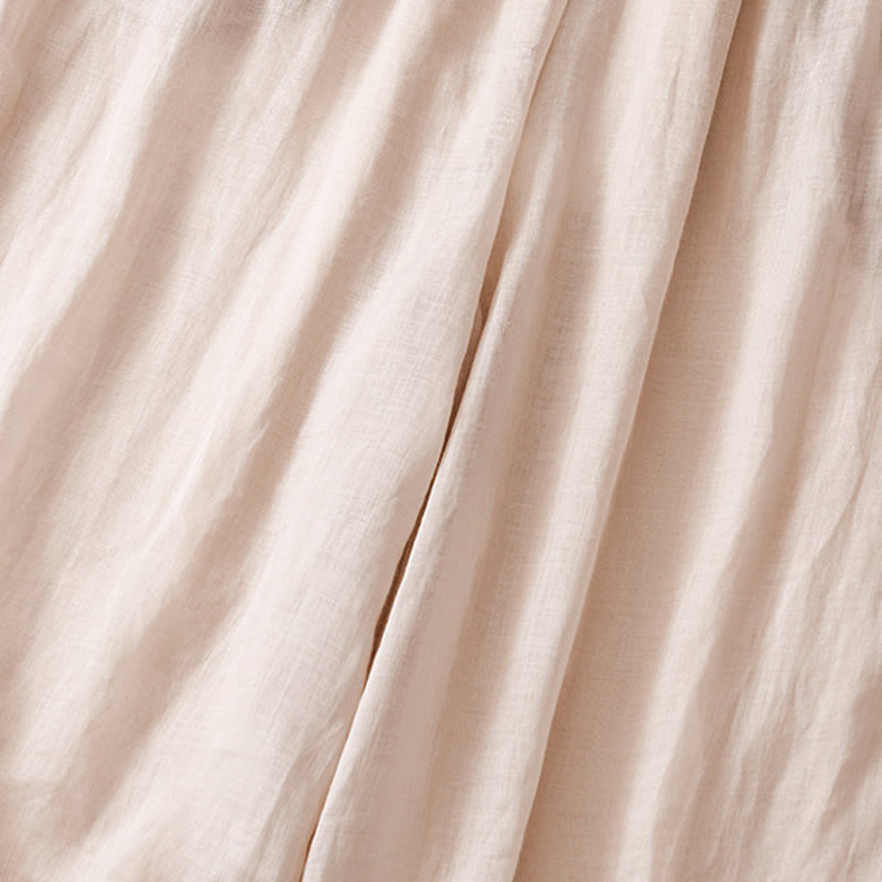 Pantaloni a gamba larga da donna in cotone e lino a doppio strato con ricamo estivo Buddha Stones con tasche - image 21