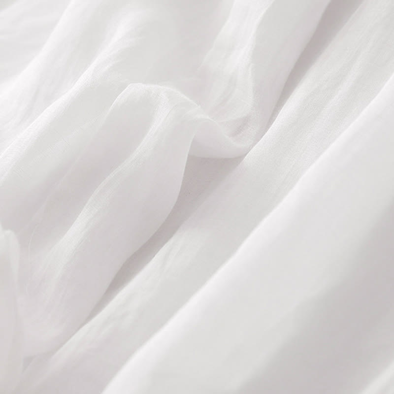 Pantaloni a gamba larga da donna in cotone e lino a doppio strato con ricamo estivo Buddha Stones con tasche - image 27