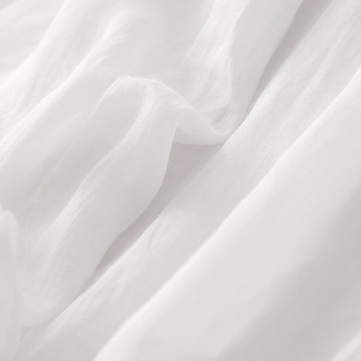 Pantaloni a gamba larga da donna in cotone e lino a doppio strato con ricamo estivo Buddha Stones con tasche - image 27