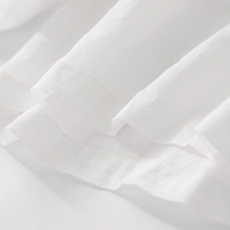 Pantaloni a gamba larga da donna in cotone e lino a doppio strato con ricamo estivo Buddha Stones con tasche - image 29