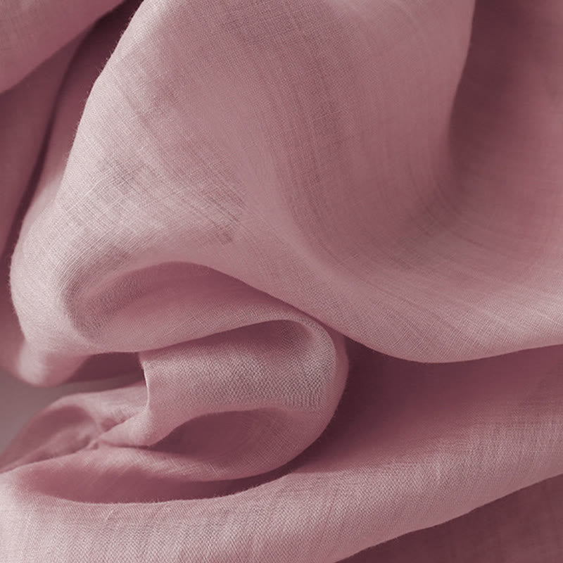 Pantaloni a gamba larga da donna in cotone e lino a doppio strato con ricamo estivo Buddha Stones con tasche - image 13