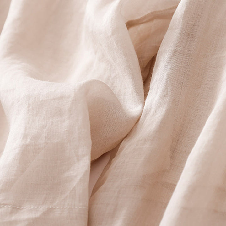 Pantaloni a gamba larga da donna in cotone e lino a doppio strato con ricamo estivo Buddha Stones con tasche - image 22