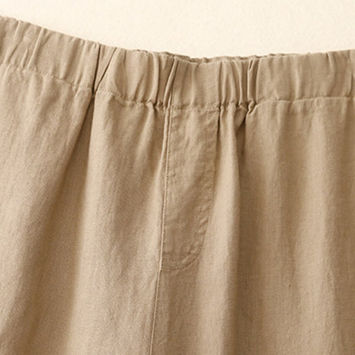 Pantaloni a gamba larga da donna in cotone e lino con tasche Buddha Stones Wild Plain
