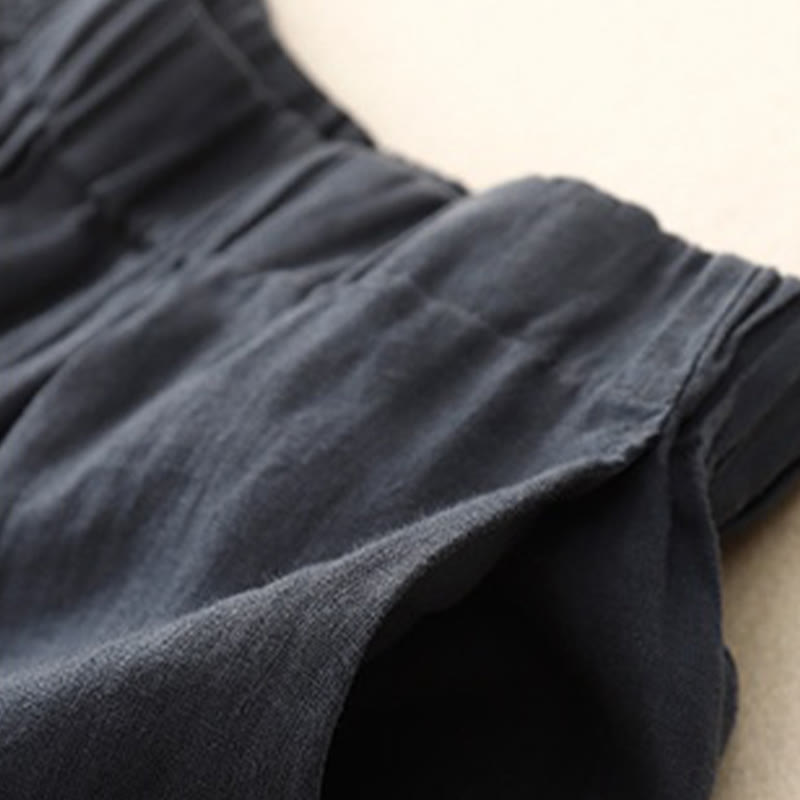 Pantaloni a gamba larga da donna in cotone e lino con tasche Buddha Stones Wild Plain