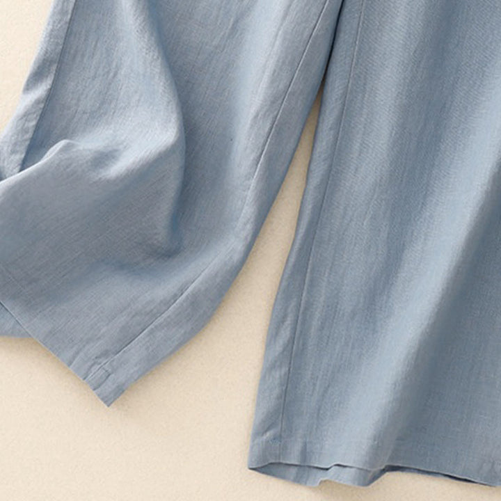 Pantaloni a gamba larga da donna in cotone e lino con tasche Buddha Stones Wild Plain