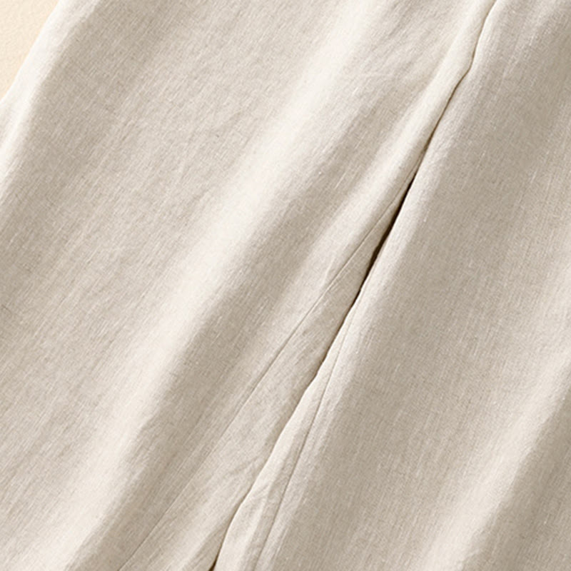 Pantaloni a gamba larga da donna in cotone e lino con tasche Buddha Stones Wild Plain