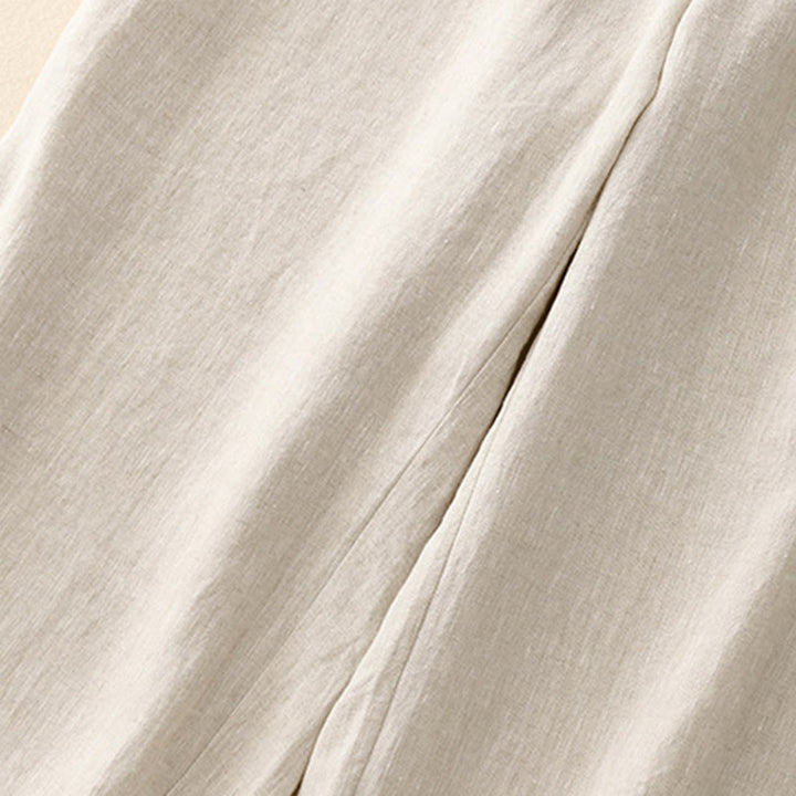 Pantaloni a gamba larga da donna in cotone e lino con tasche Buddha Stones Wild Plain