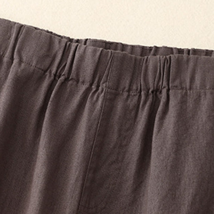Pantaloni a gamba larga da donna in cotone e lino con tasche Buddha Stones Wild Plain