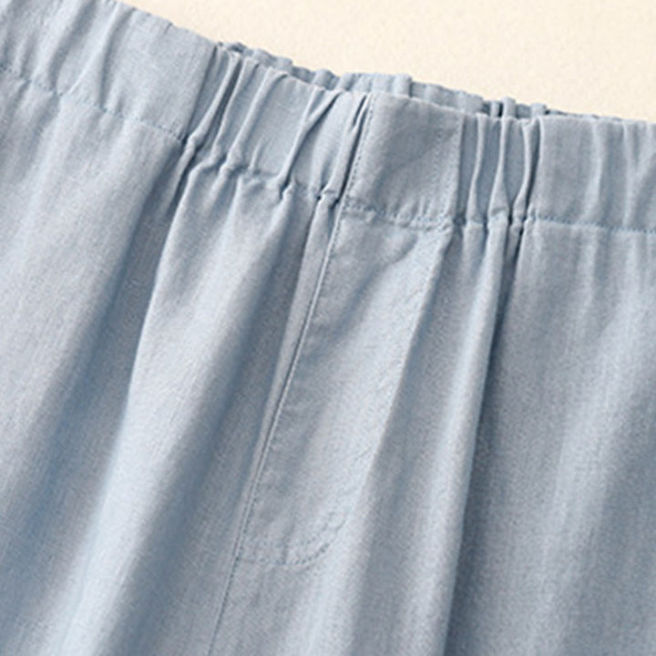 Pantaloni a gamba larga da donna in cotone e lino con tasche Buddha Stones Wild Plain