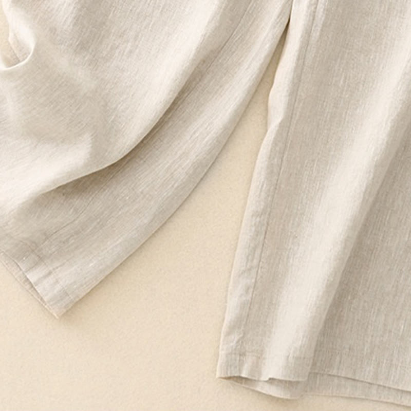 Pantaloni a gamba larga da donna in cotone e lino con tasche Buddha Stones Wild Plain