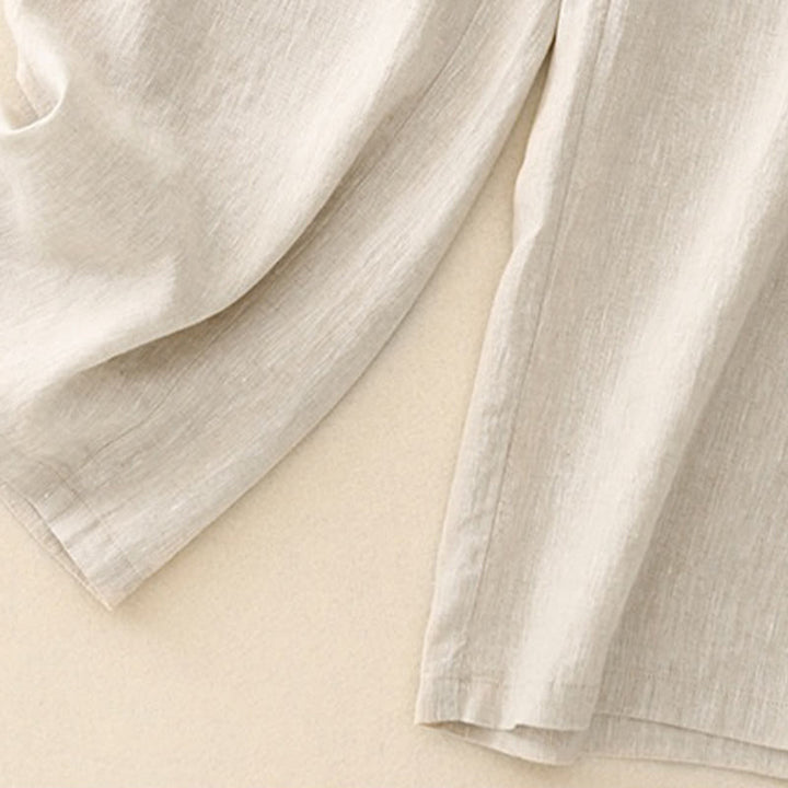 Pantaloni a gamba larga da donna in cotone e lino con tasche Buddha Stones Wild Plain