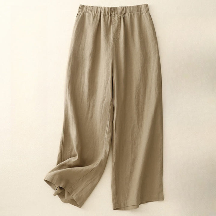 Pantaloni a gamba larga da donna in cotone e lino con tasche Buddha Stones Wild Plain