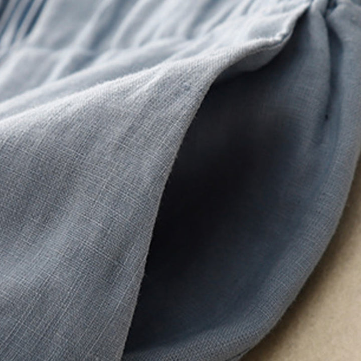 Pantaloni a gamba larga da donna in cotone e lino con tasche Buddha Stones Wild Plain