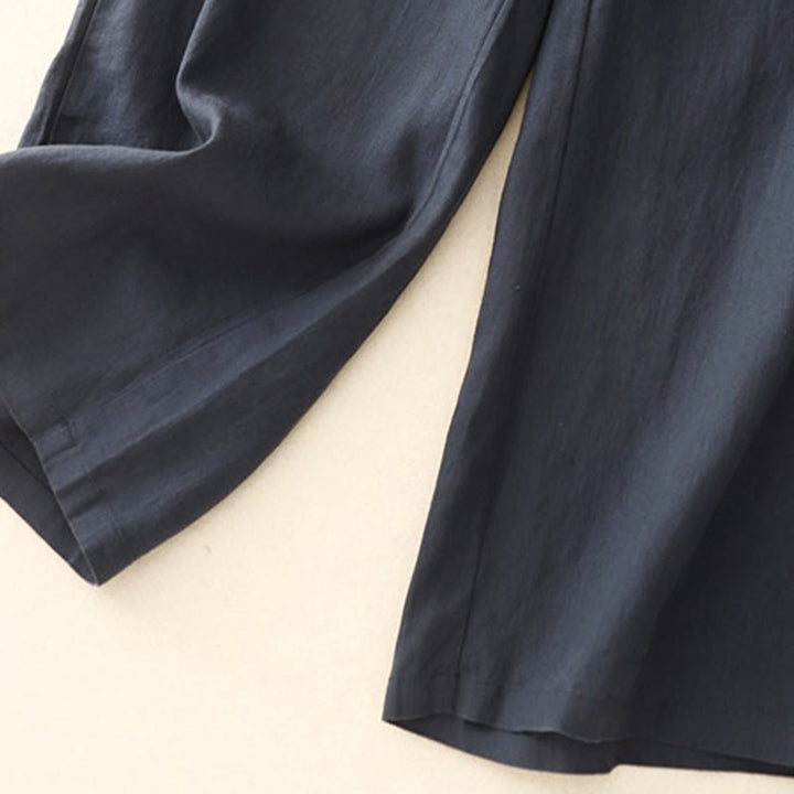 Pantaloni a gamba larga da donna in cotone e lino con tasche Buddha Stones Wild Plain