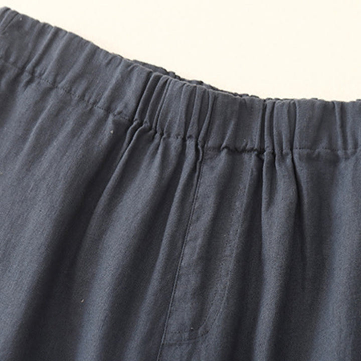 Pantaloni a gamba larga da donna in cotone e lino con tasche Buddha Stones Wild Plain