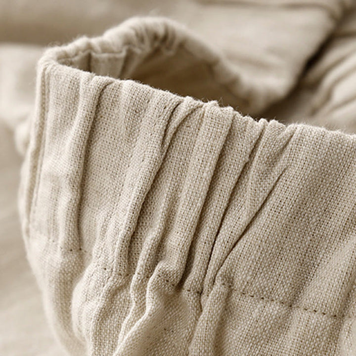Pantaloni a gamba larga da donna in cotone e lino con tasche Buddha Stones Wild Plain