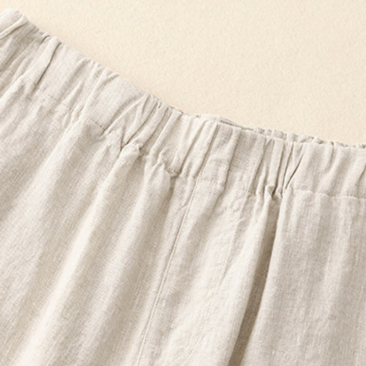 Pantaloni a gamba larga da donna in cotone e lino con tasche Buddha Stones Wild Plain