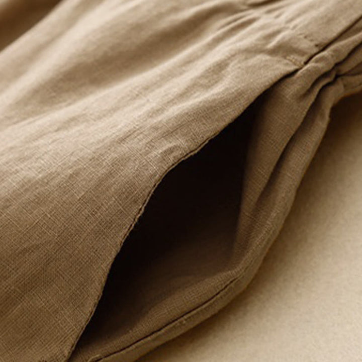 Pantaloni a gamba larga da donna in cotone e lino con tasche Buddha Stones Wild Plain
