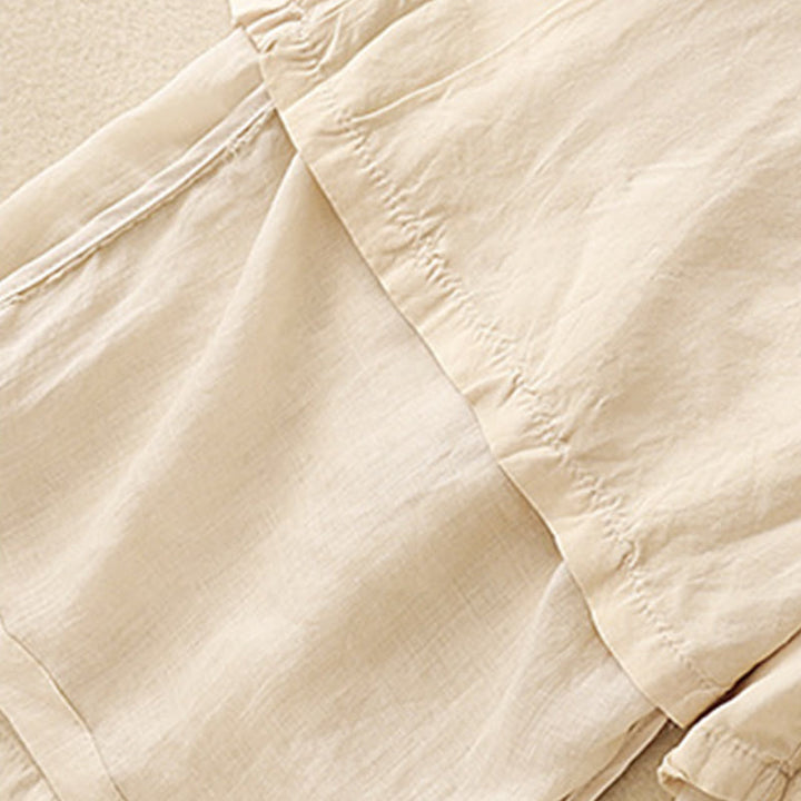 Pantaloni larghi da donna in cotone e lino con coulisse, a doppio strato, in morbido cotone e lino, con tasche, colore puro, Buddha Stones