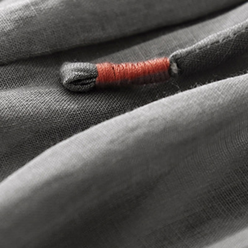 Pantaloni larghi da donna in cotone e lino con coulisse, a doppio strato, in morbido cotone e lino, con tasche, colore puro, Buddha Stones