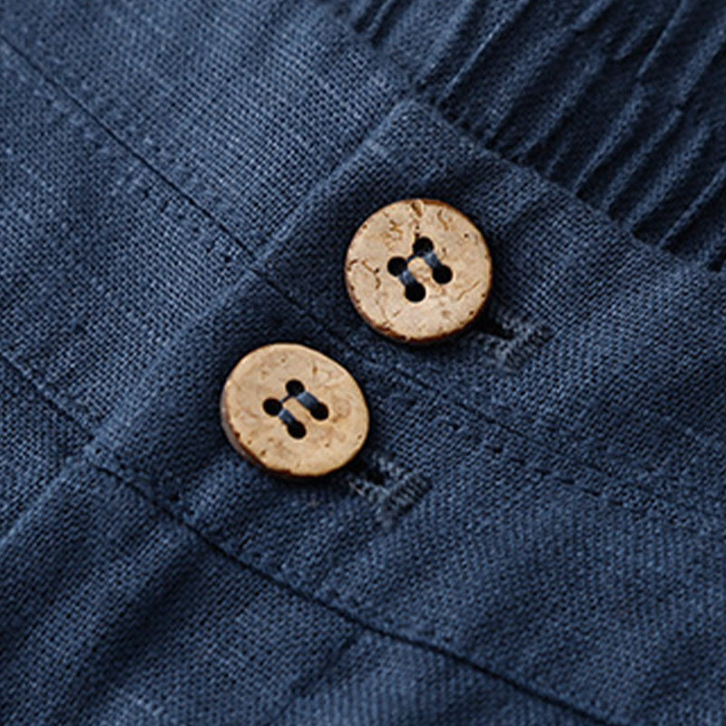 Pantaloni da donna in lino a gamba larga con tasche e design semplice a cerniera, ispirati al modello Buddha Stones, per l'estate. - image 57