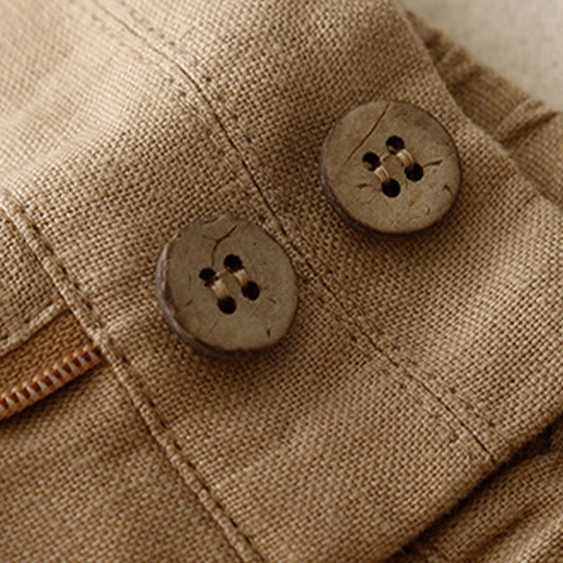 Pantaloni da donna in lino a gamba larga con tasche e design semplice a cerniera, ispirati al modello Buddha Stones, per l'estate. - image 39