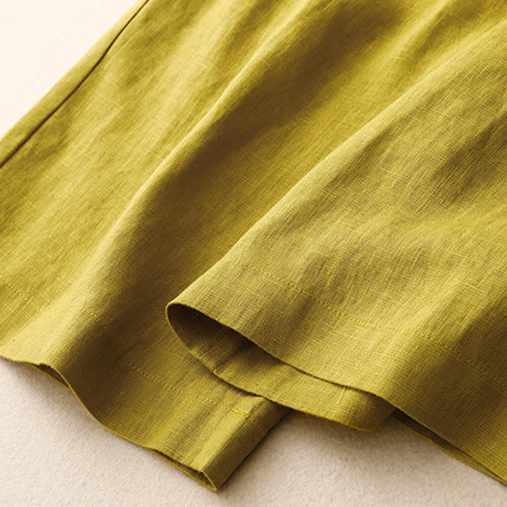 Pantaloni da donna in lino a gamba larga con tasche e design semplice a cerniera, ispirati al modello Buddha Stones, per l'estate. - image 54