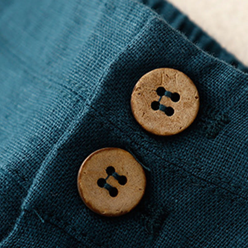 Pantaloni da donna in lino a gamba larga con tasche e design semplice a cerniera, ispirati al modello Buddha Stones, per l'estate. - image 2
