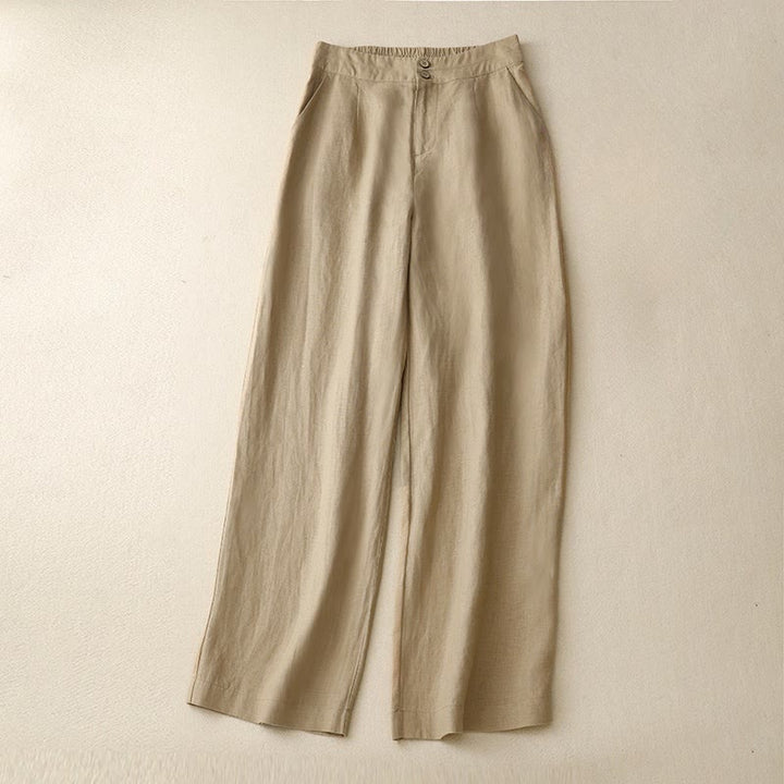 Pantaloni da donna in lino con gamba larga, Buddha Stones, casual, estivi, dal design semplice, con tasche con cerniera - image 38