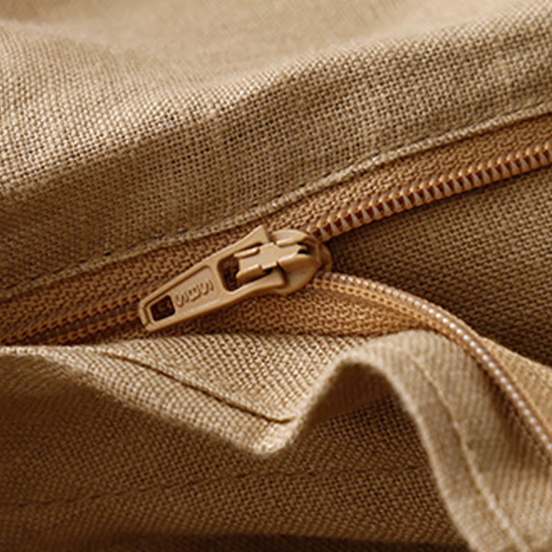 Pantaloni da donna in lino a gamba larga con tasche e design semplice a cerniera, ispirati al modello Buddha Stones, per l'estate. - image 41