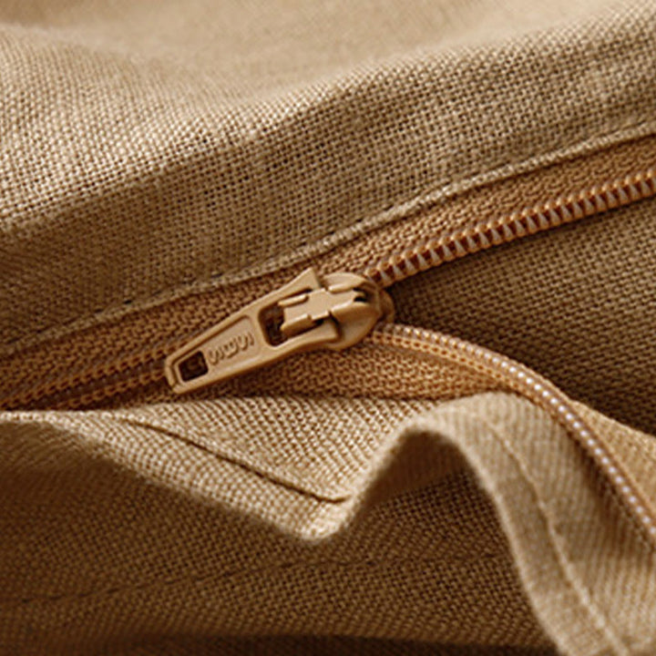 Pantaloni da donna in lino a gamba larga con tasche e design semplice a cerniera, ispirati al modello Buddha Stones, per l'estate. - image 41