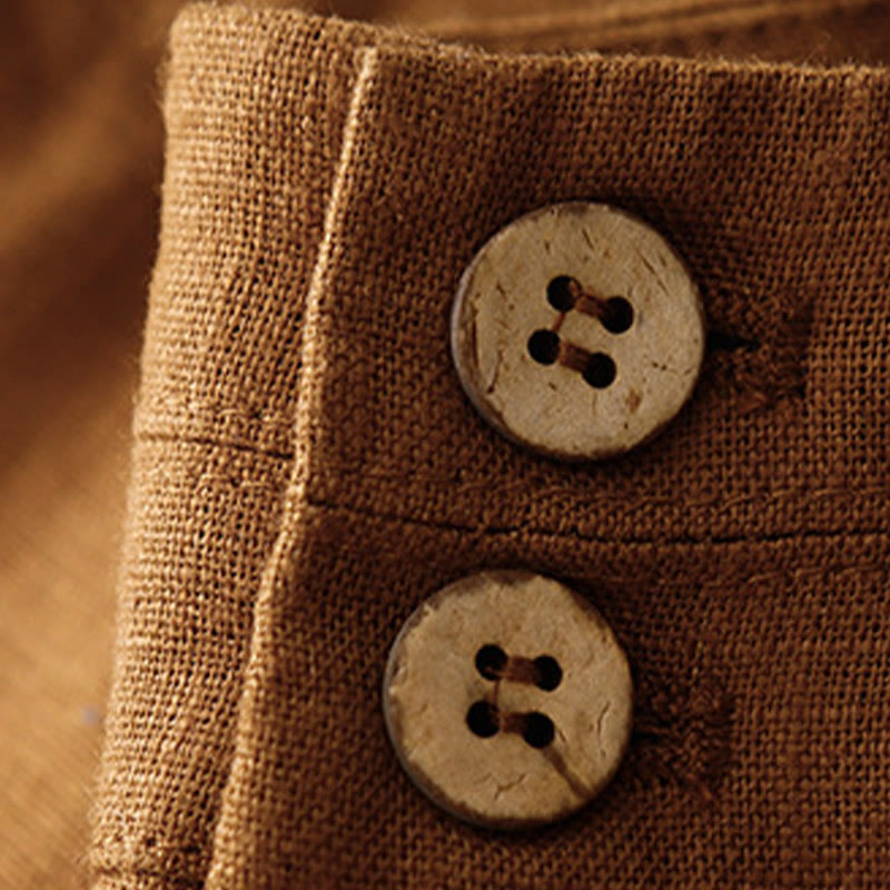 Pantaloni da donna in lino a gamba larga con tasche e design semplice a cerniera, ispirati al modello Buddha Stones, per l'estate. - image 33