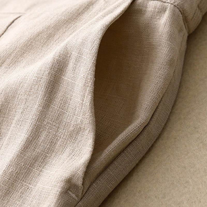 Pantaloni da donna in lino con gamba larga, Buddha Stones, casual, estivi, dal design semplice, con tasche con cerniera - image 47