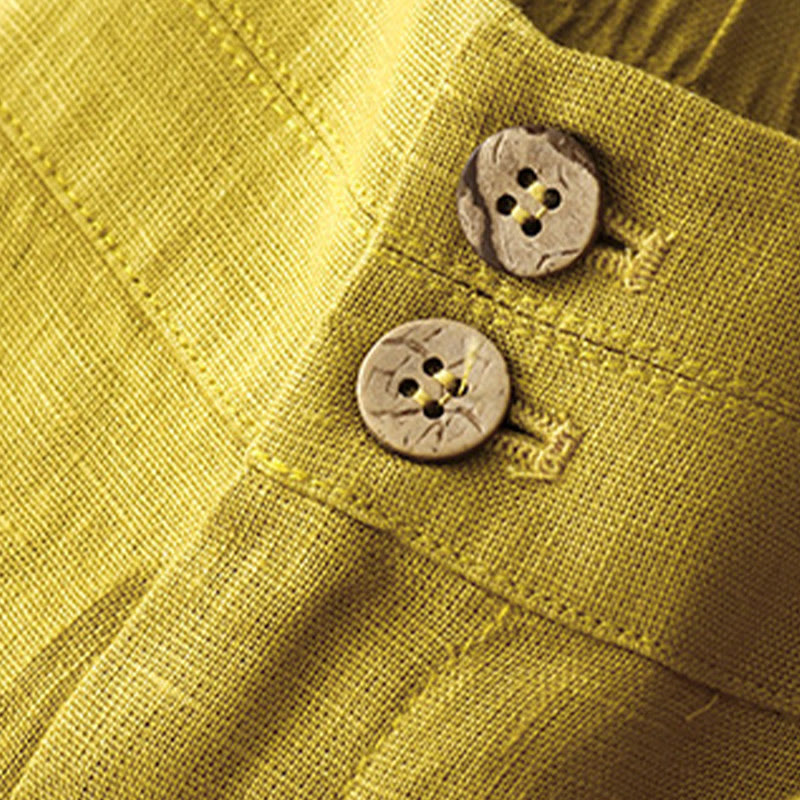 Pantaloni da donna in lino a gamba larga con tasche e design semplice a cerniera, ispirati al modello Buddha Stones, per l'estate. - image 52