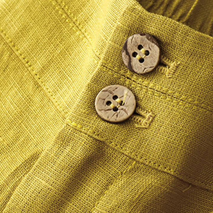 Pantaloni da donna in lino a gamba larga con tasche e design semplice a cerniera, ispirati al modello Buddha Stones, per l'estate. - image 52