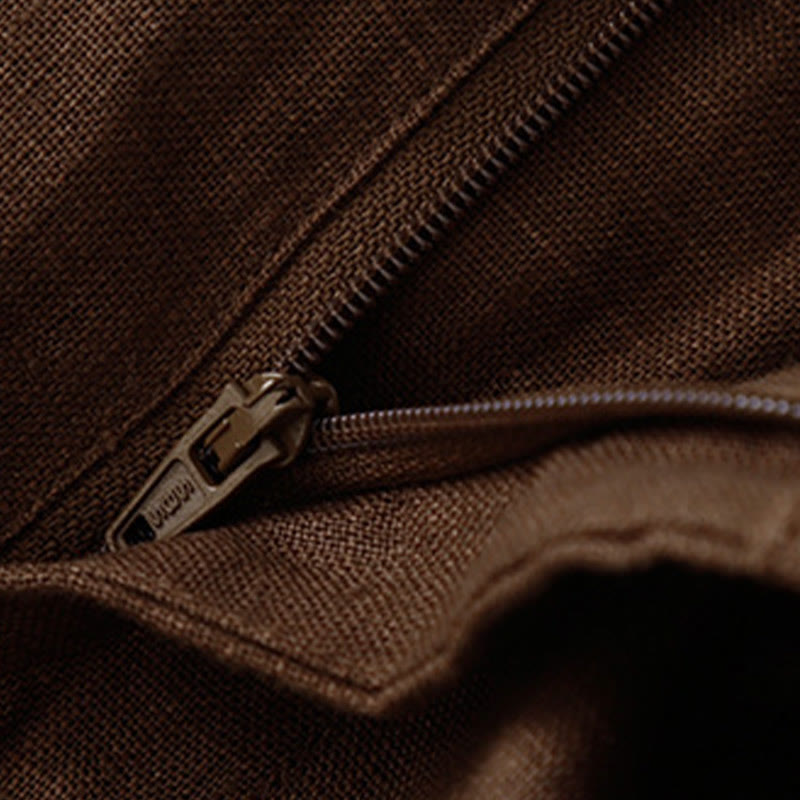 Pantaloni da donna in lino con gamba larga, Buddha Stones, casual, estivi, dal design semplice, con tasche con cerniera - image 64