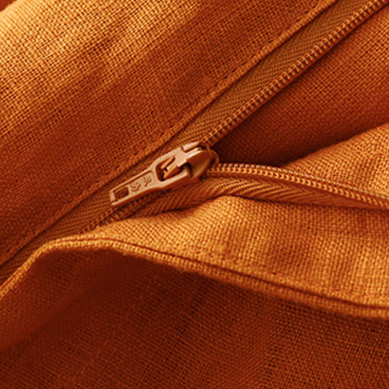 Pantaloni da donna in lino a gamba larga con tasche e design semplice a cerniera, ispirati al modello Buddha Stones, per l'estate. - image 24