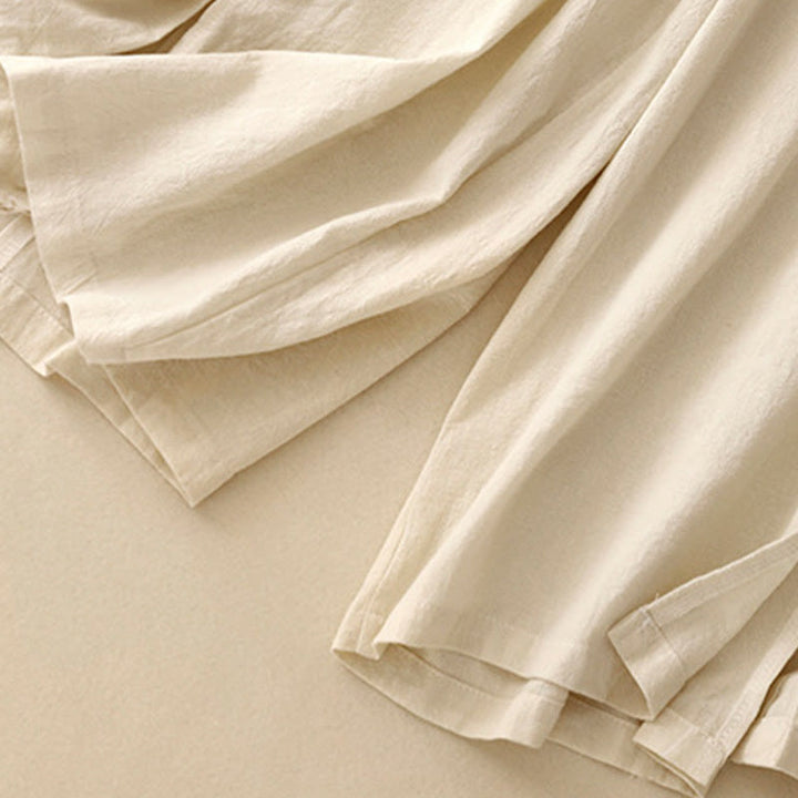 Pantaloni larghi da donna in lino di cotone con coulisse, casual, semplici, con tasche, modello Buddha Stones