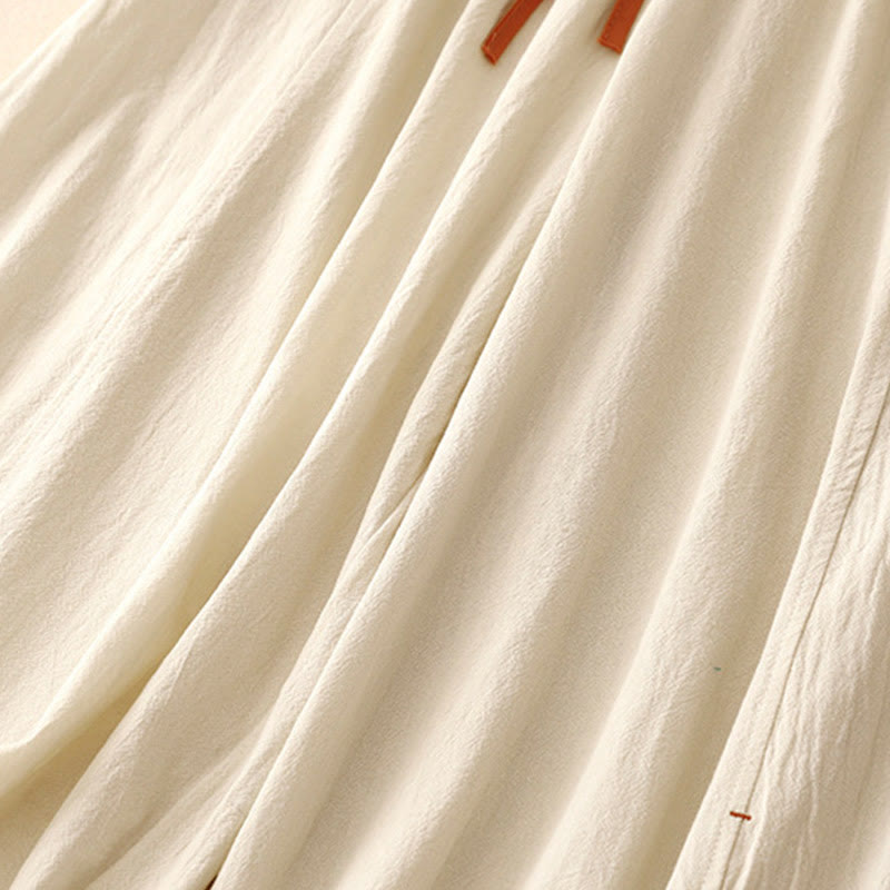 Pantaloni larghi da donna in lino di cotone con coulisse, casual, semplici, con tasche, modello Buddha Stones - image 10