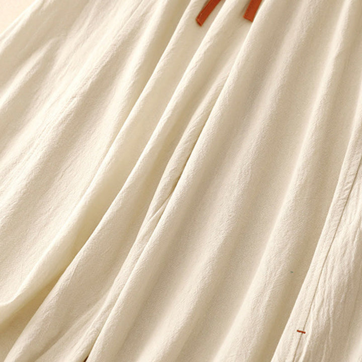 Pantaloni larghi da donna in lino di cotone con coulisse, casual, semplici, con tasche, modello Buddha Stones - image 10