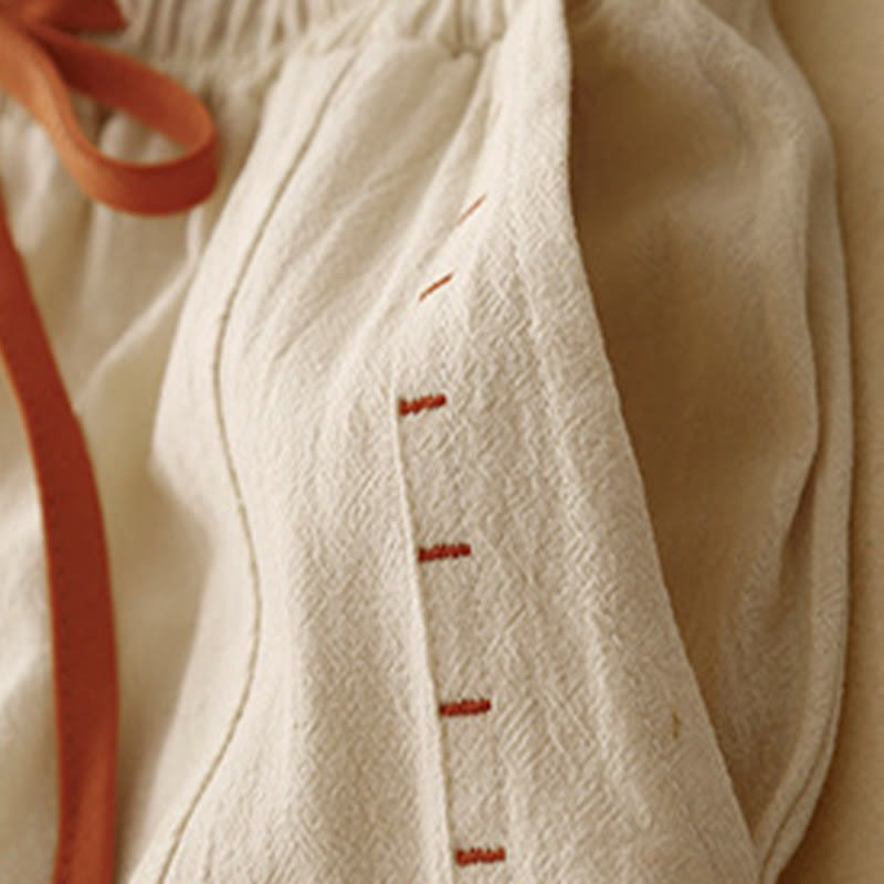 Pantaloni da donna a gamba larga con coulisse e tasche, dal design semplice e casual, con motivo Buddha Stones. - image 9